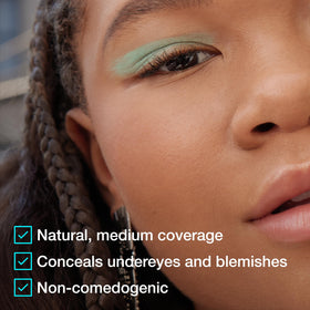MAYBELLINE concealer held in hand to show compact size and travel-friendly convenience