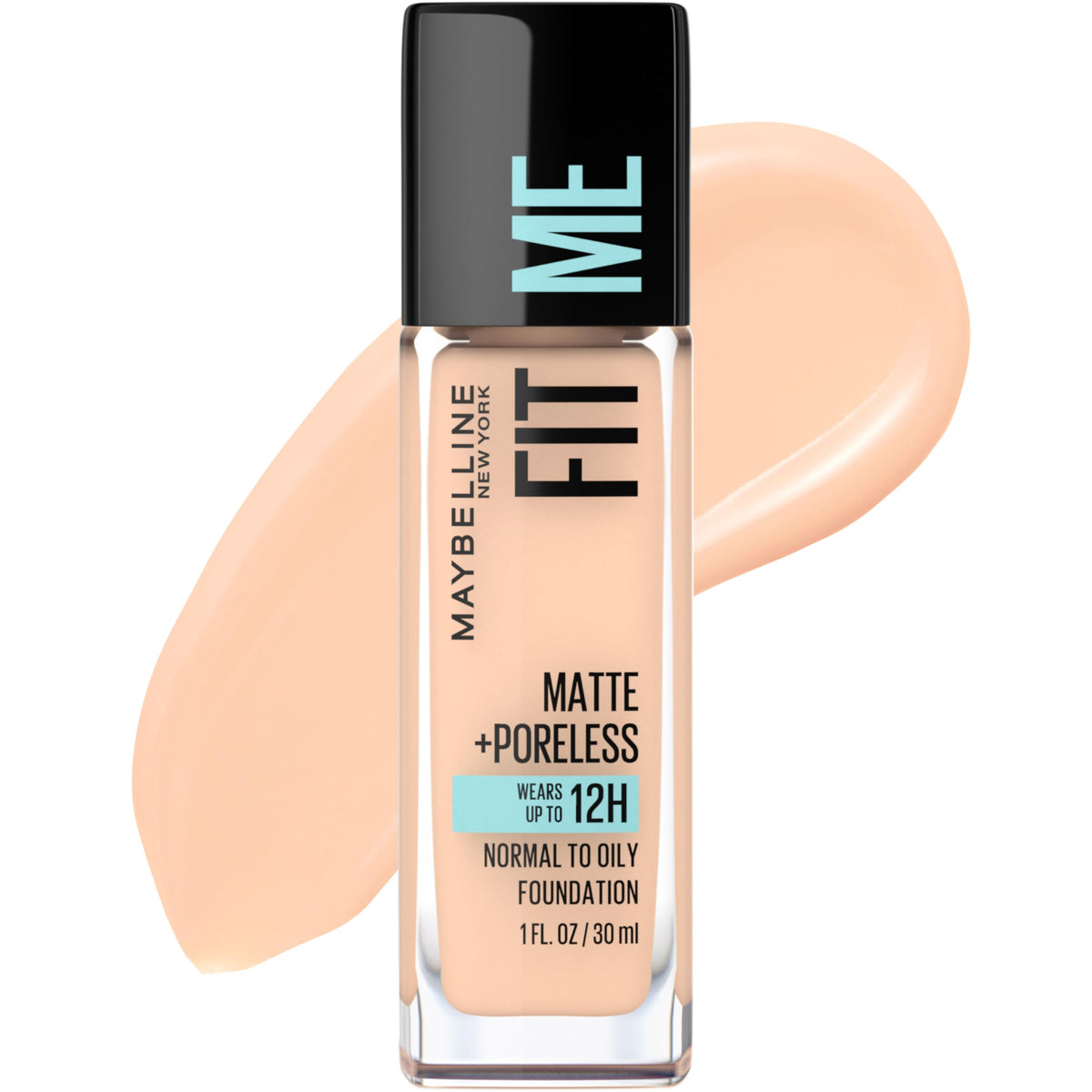 Maybelline bottle front view showing Ivory shade and matte finish benefit
