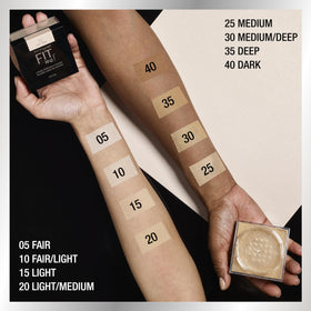 Maybelline Fit Me being applied with a fluffy brush to set makeup and reduce shine
