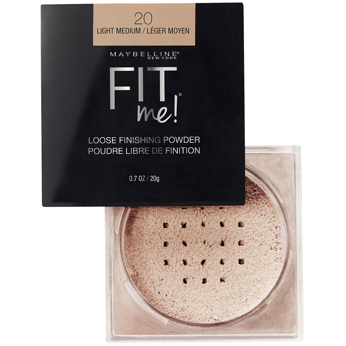Maybelline Fit Me loose powder size comparison with coin showing travel-friendly