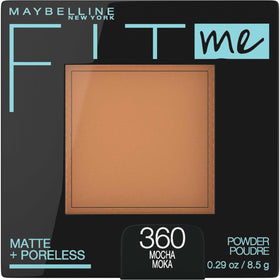 MAYBELLINE compact front view showing mocha shade and travel-ready design benefit