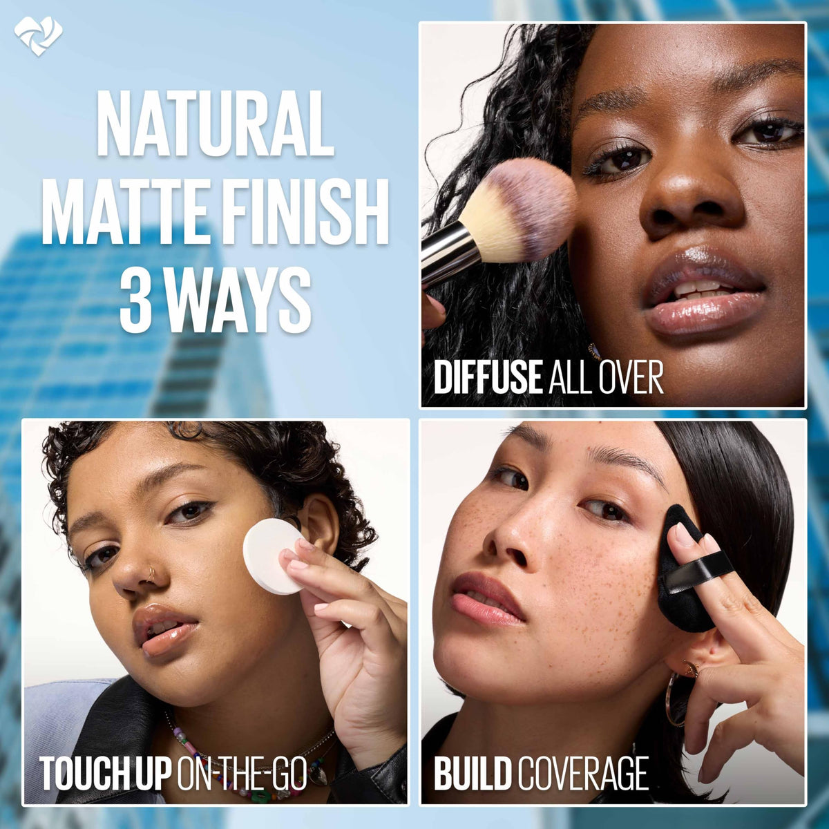 MAYBELLINE compact inside a bag showing convenience for daily touch-ups benefit