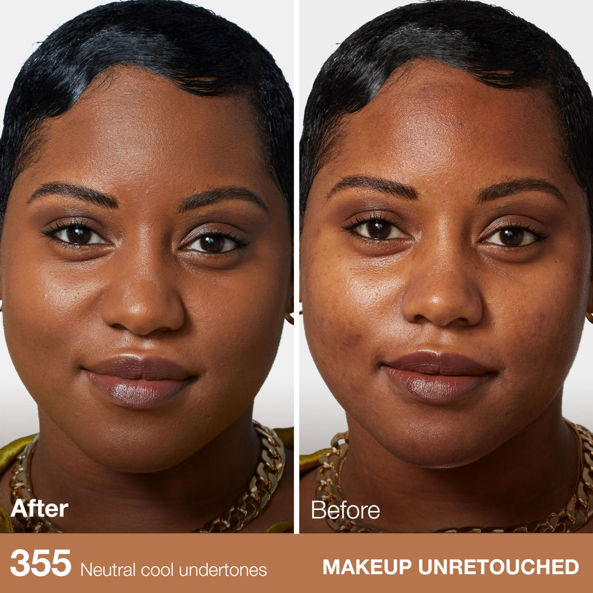 Maybelline label and dispenser close-up highlighting shade name and ingredient info
