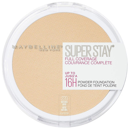 MAYBELLINE compact front view showing Natural Beige and long-wear benefit