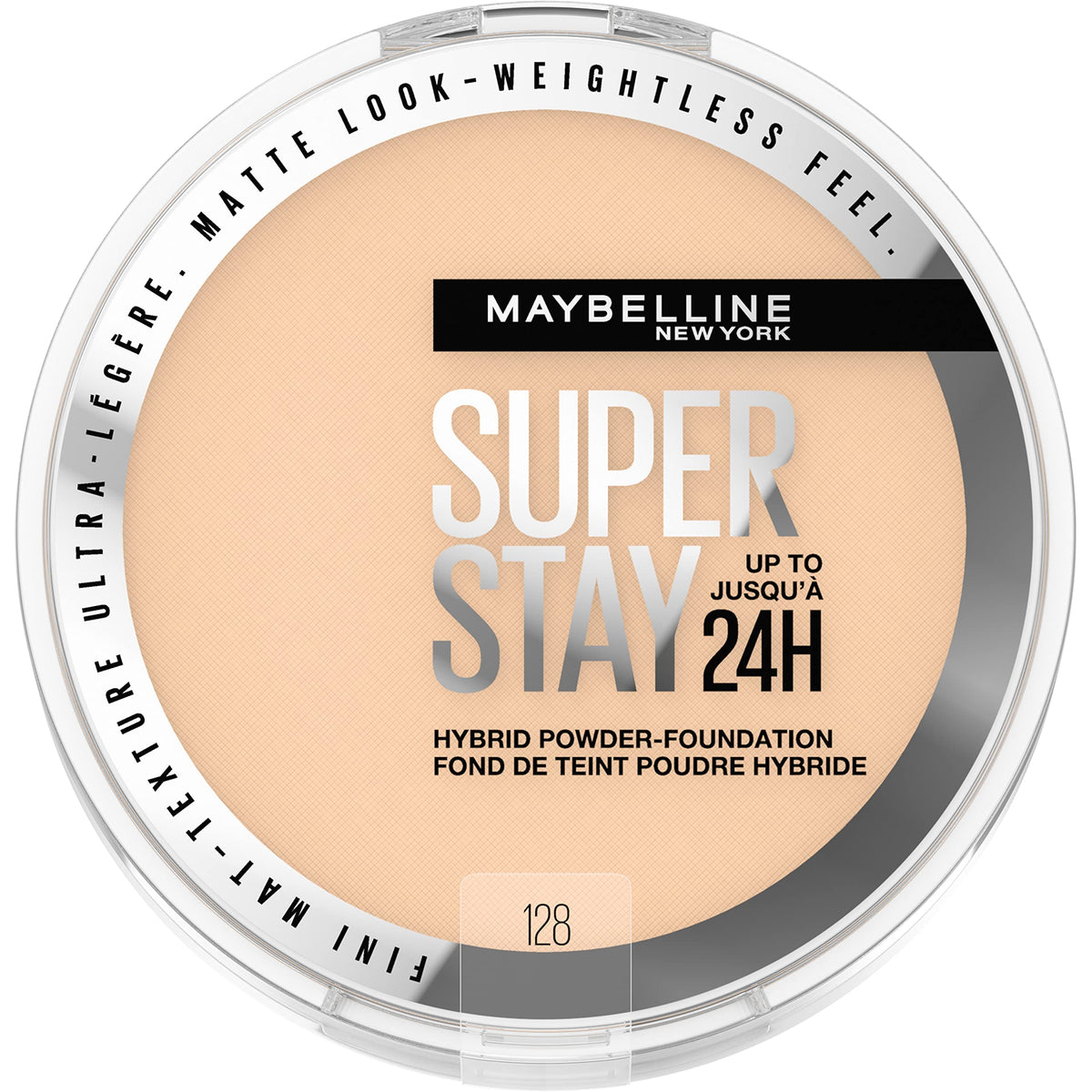 Maybelline front packaging showing shade 128 and compact benefits