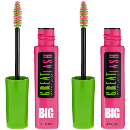 Maybelline Great Lash BIG front packaging showing twin brownish black tubes and benefits