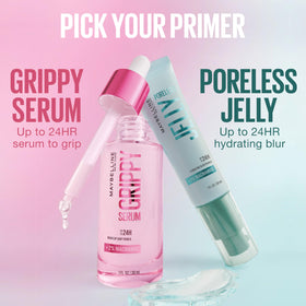 Maybelline Grippy Serum on vanity in lifestyle scene for easy morning routine