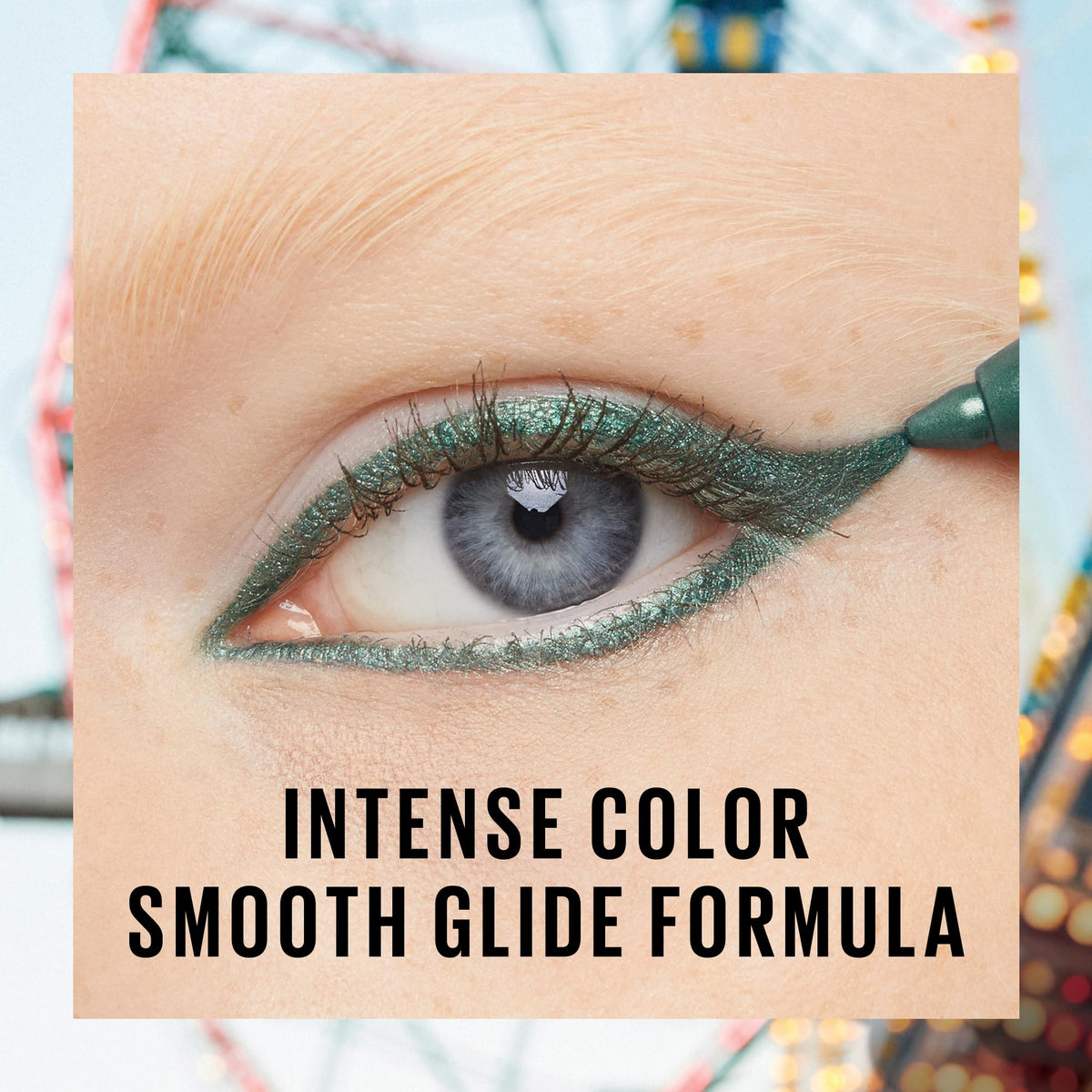 Maybelline pencil in hand next to ruler showing compact size and travel-friendly convenience
