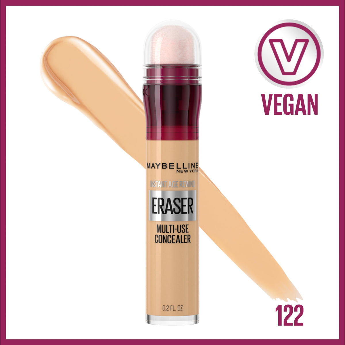 Maybelline close-up of sponge applicator enabling precise under-eye coverage