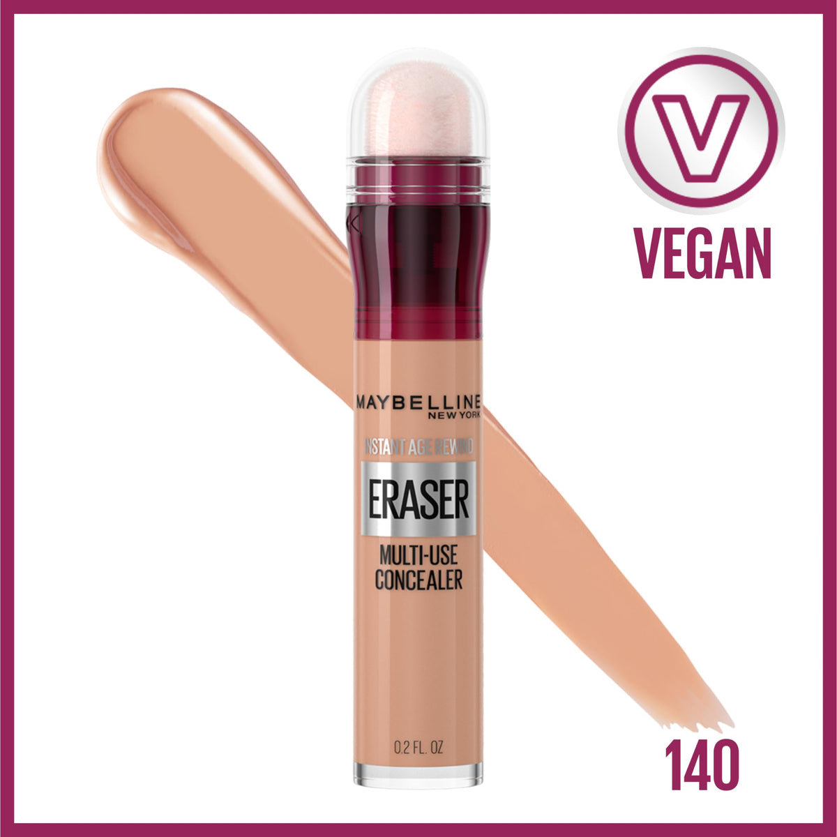 Maybelline sponge applicator close-up revealing twist-to-release tip for precise application