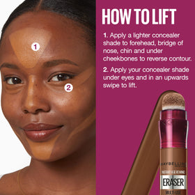 Maybelline label close-up highlighting Haloxyl and goji berry ingredients for brightening effect