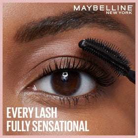 Maybelline split before and after lashes showing fuller fan effect