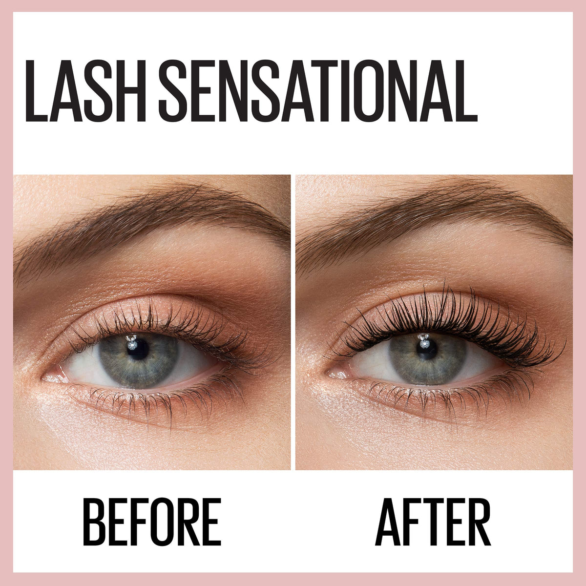 Maybelline wand close-up displaying ten-layer fanning bristles for fuller lash coverage