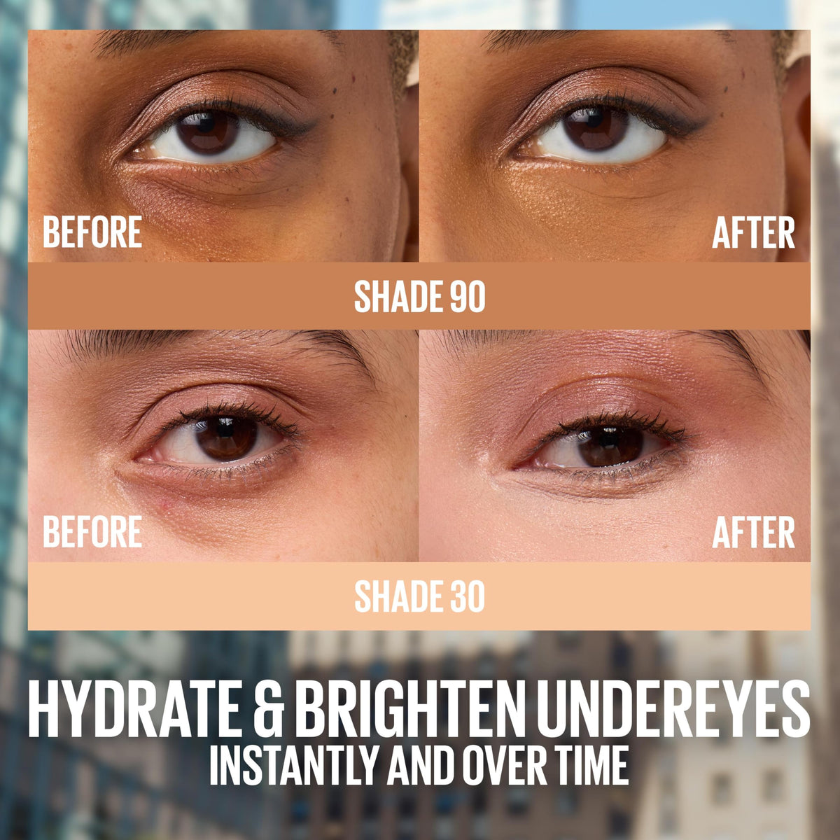 Maybelline Lifter concealer blended under-eye showing brightening effect