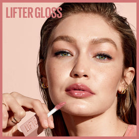 Maybelline Lifter Gloss before and after lips showing smoother fuller look