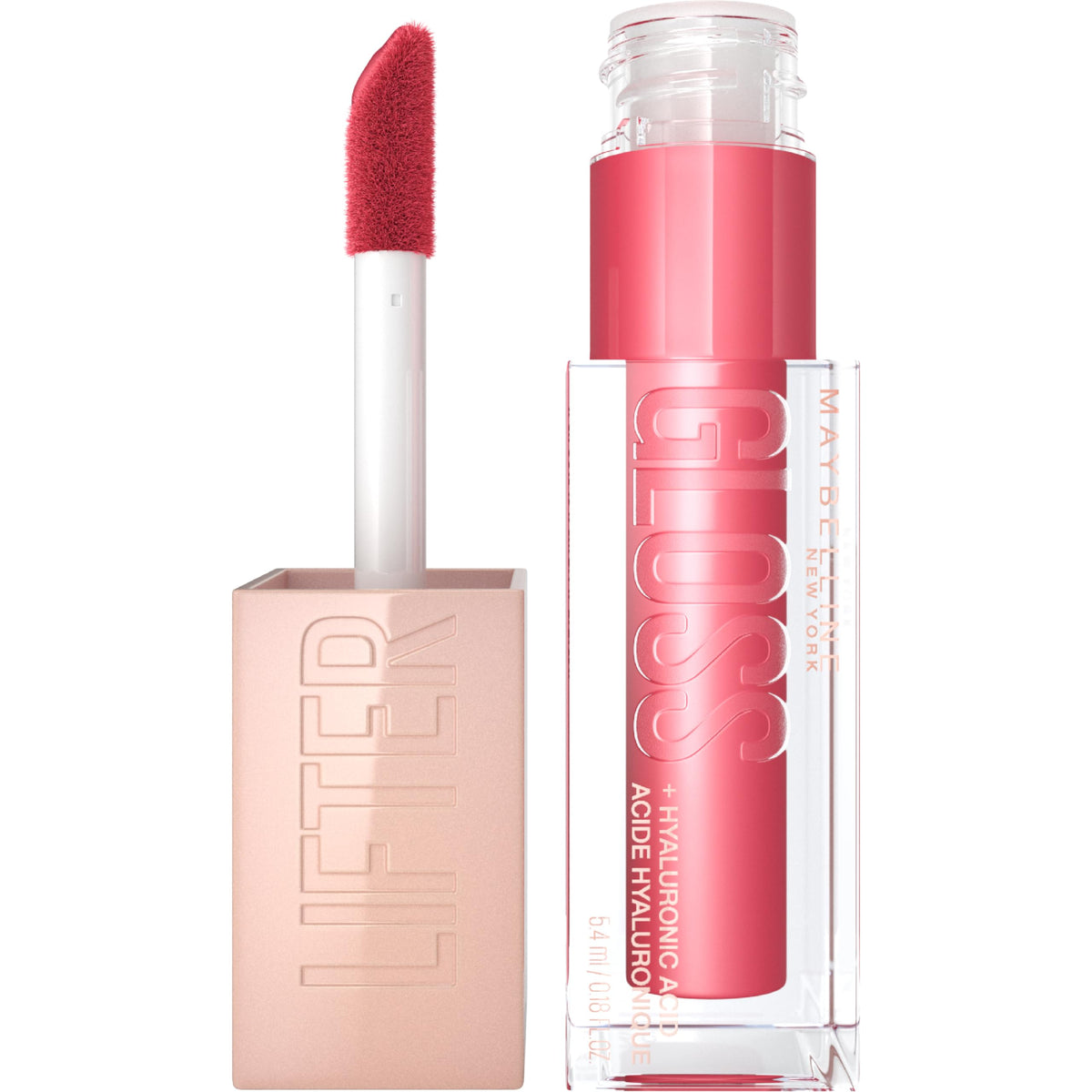 maybelline lifter gloss front packaging showing tube and shade heat hydrating finish