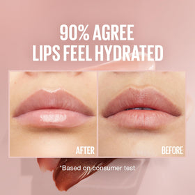 Maybelline Lifter Gloss on lips showing sheer light pink tint and fuller-looking benefit