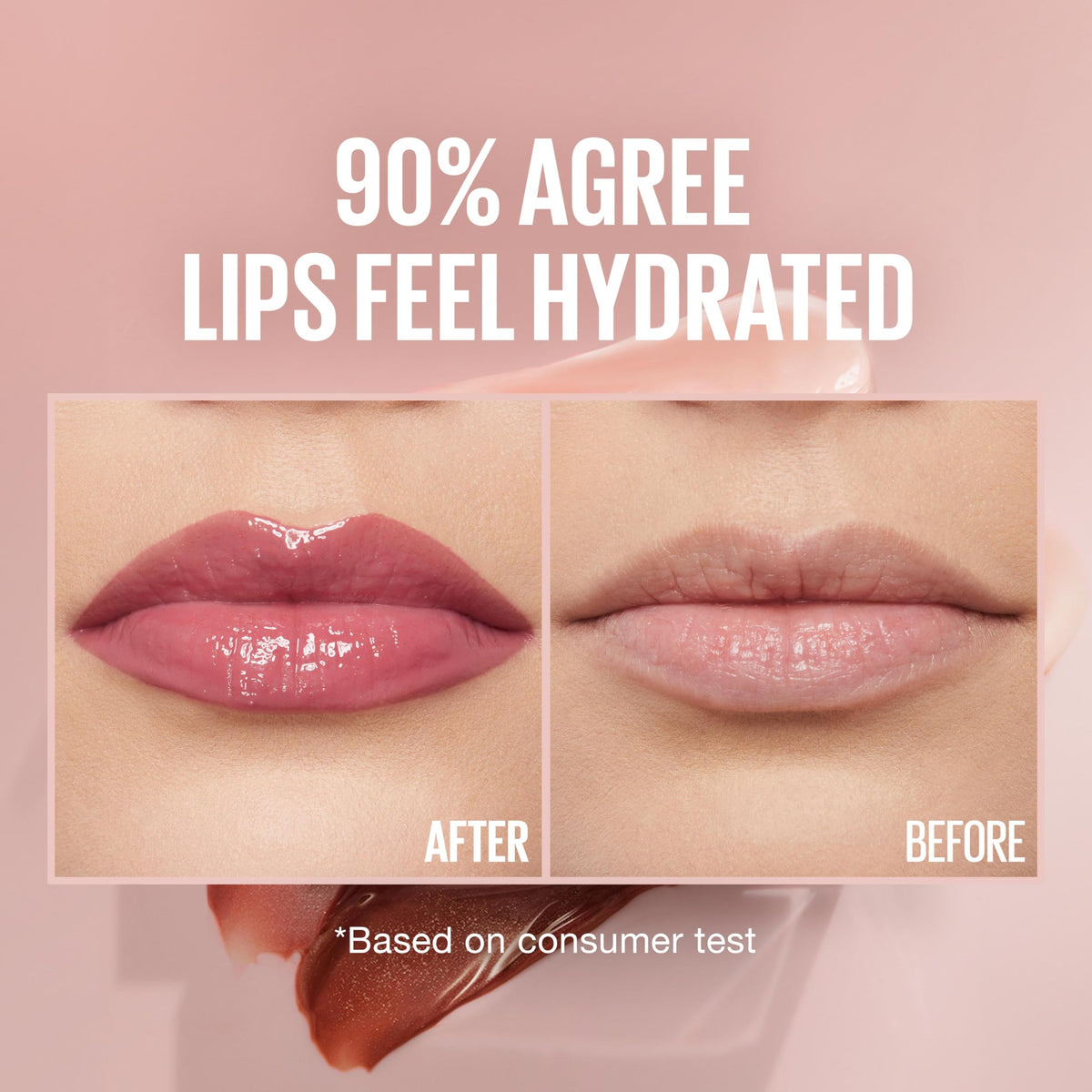 Maybelline Lifter Gloss on lips lifestyle shot demonstrating plumper-looking, luminous smile