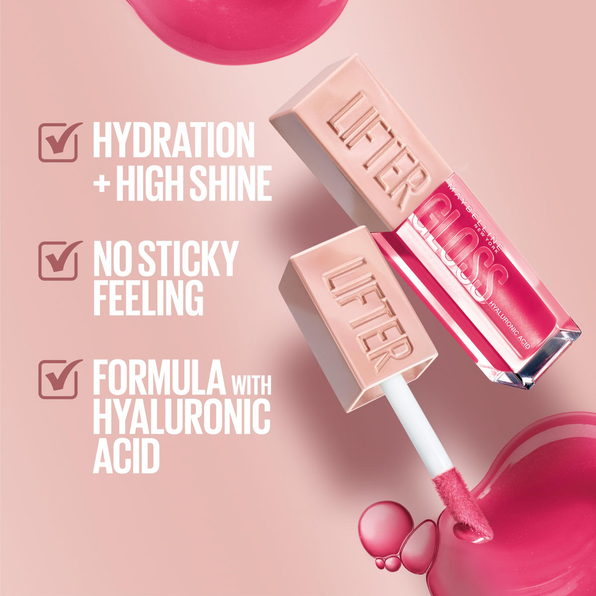 Maybelline Lifter Gloss Silk texture swipe demonstrating smooth hydrating gloss