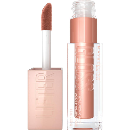 Maybelline Lifter Gloss front packaging showing shade Stone and gloss benefits