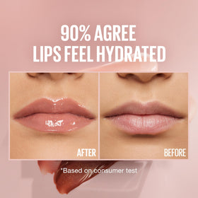 Maybelline Lifter Gloss texture close-up highlighting hydrating, non-sticky formula