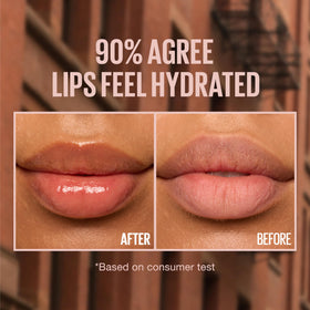 MAYBELLINE gloss texture close-up revealing glossy, hydrating formula benefit