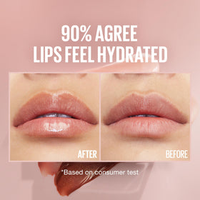 MAYBELLINE Lifter Gloss texture drop displaying smooth, non-sticky formula with hyaluronic benefit