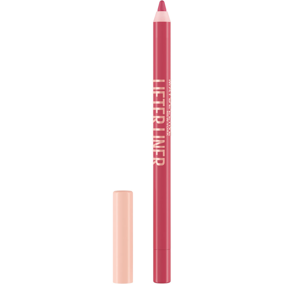 MAYBELLINE front view of Lifter Liner pencil showing color and packaging, clear branding and easy carry