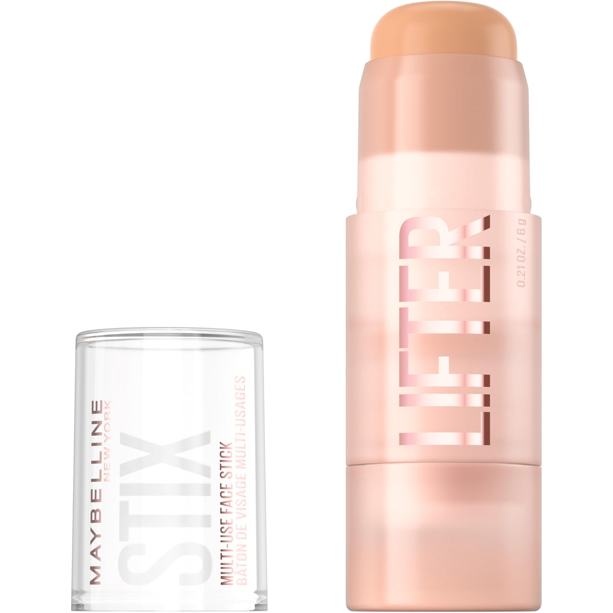 MAYBELLINE front view of Lifter Stix showing twist mechanism and portability benefit