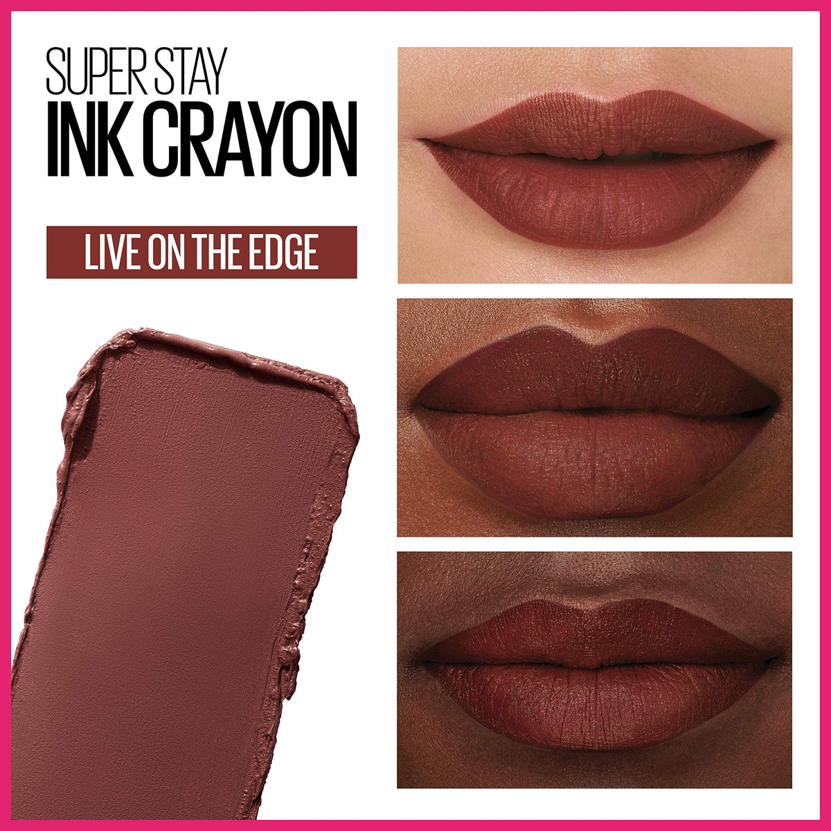 MAYBELLINE built-in sharpener detail showing convenience for on-the-go touch-ups