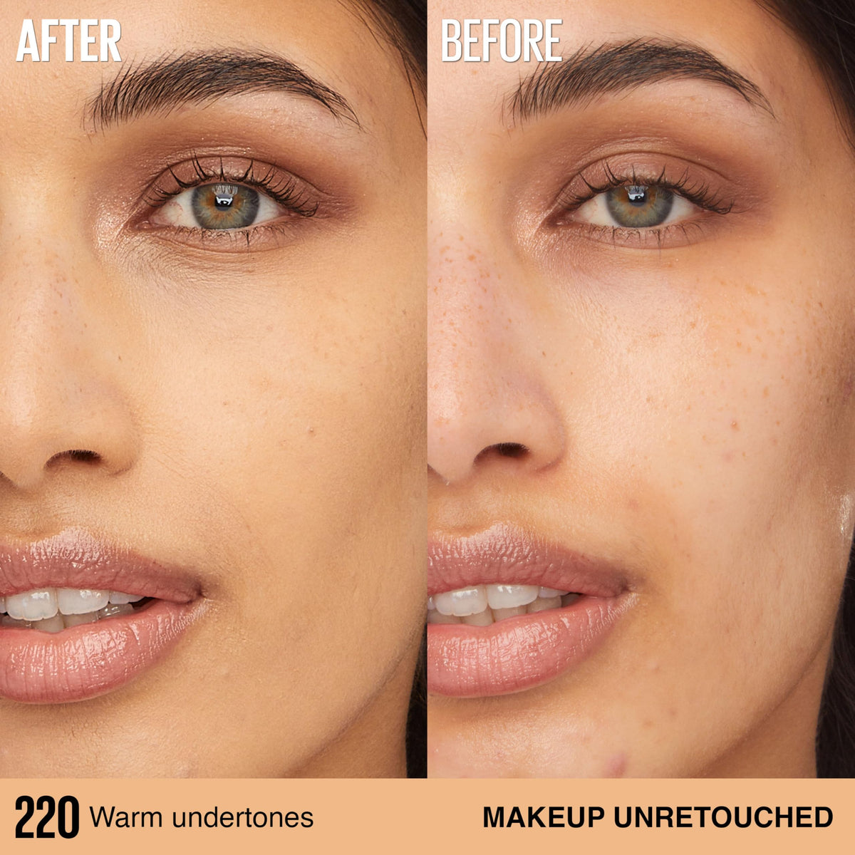 Maybelline foundation being applied with brush for streak-free, buildable coverage