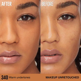Maybelline multiple swatches demonstrating shade 340 match and buildability
