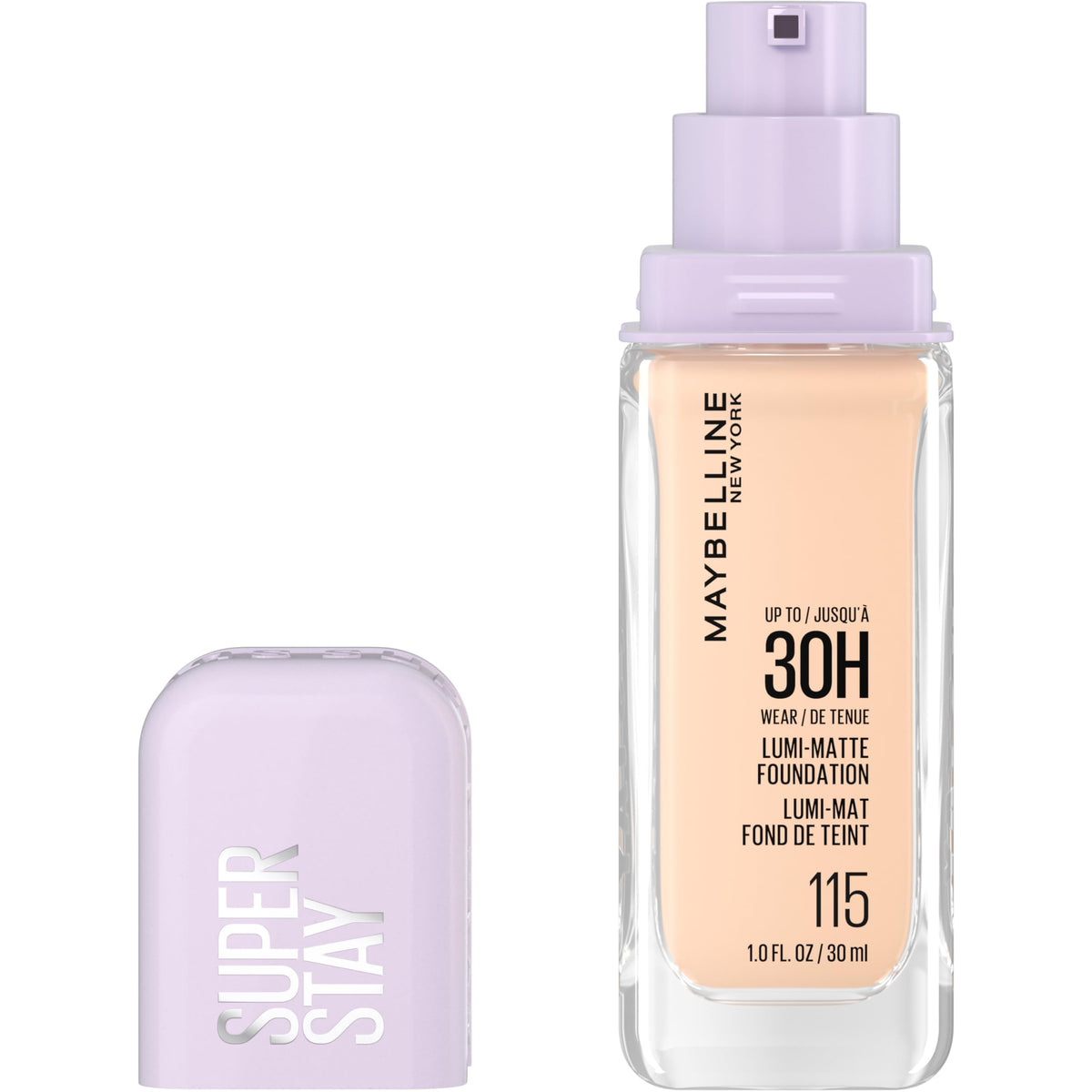 Maybelline front packaging showcasing shade 115 and full coverage benefit