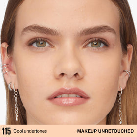 Maybelline swatches on arm comparing shade 115 and blendability benefit
