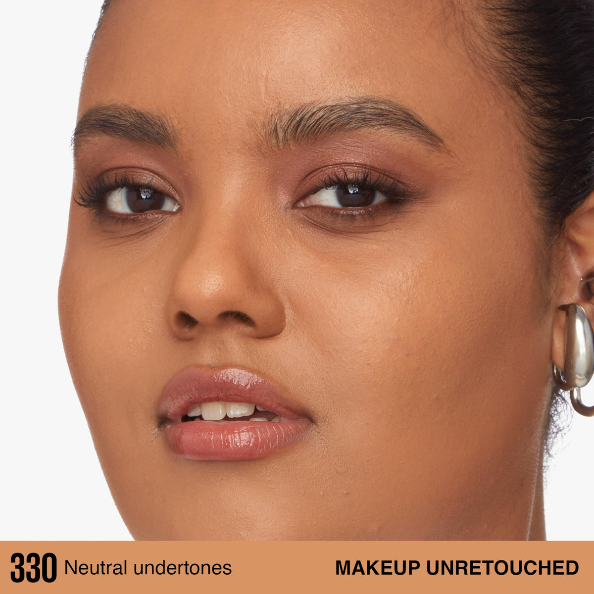 Maybelline texture swipe on skin illustrating lightweight, blendable coverage benefit