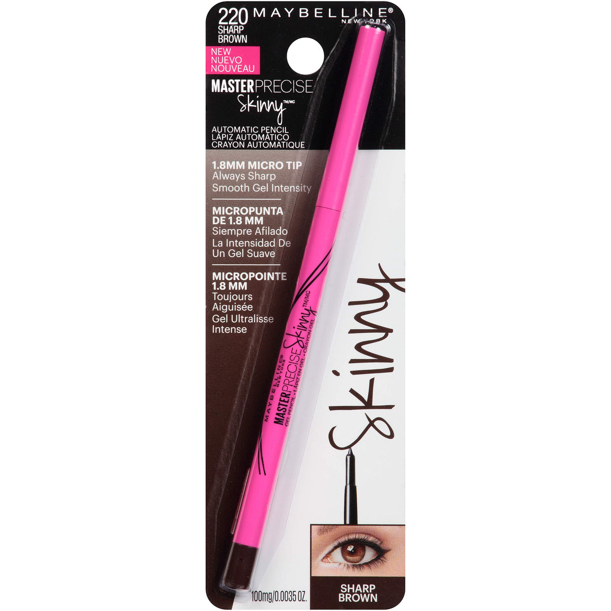 Maybelline pencil next to ruler showing slim 1.8mm tip for accurate scale