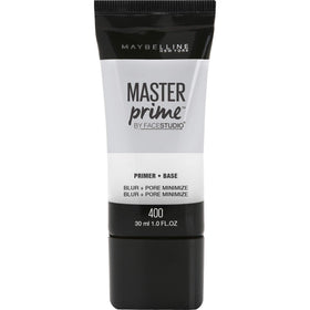 Maybelline Master Prime front packaging showing label and 1 fl. oz. bottle benefit: clear product info