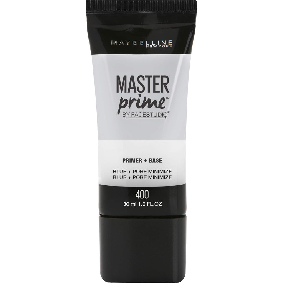 Maybelline Master Prime front packaging showing label and 1 fl. oz. bottle benefit: clear product info