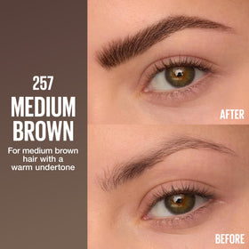 Maybelline micro-needle tip close-up producing fine strokes for natural-looking brows