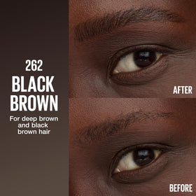 Maybelline close-up of micro-needle tip creating precise hair strokes