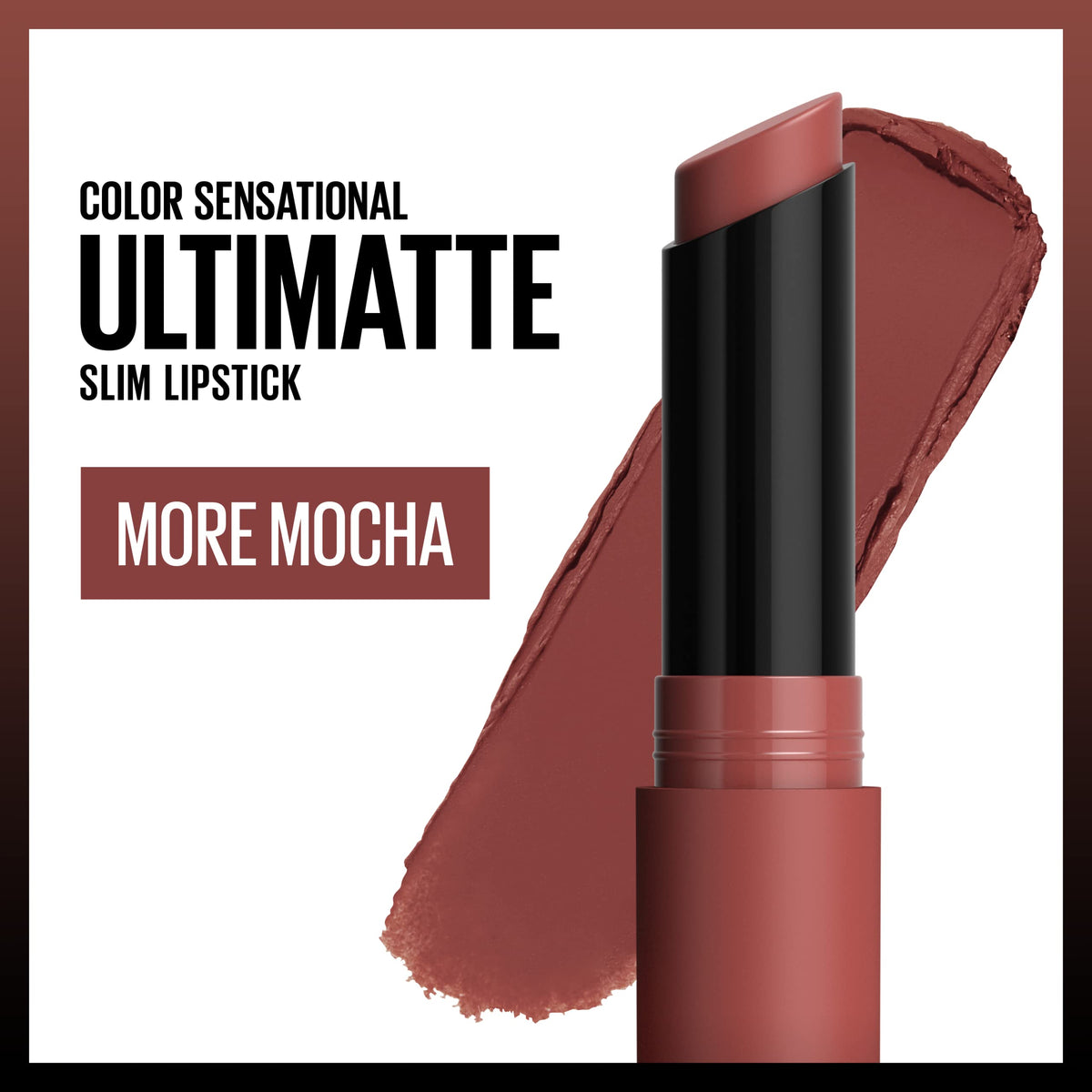 Maybelline More Mocha slim bullet close-up showing luxe finish and precise tip