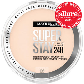 Maybelline open compact displaying pressed powder pan and mirror for convenient touch-ups