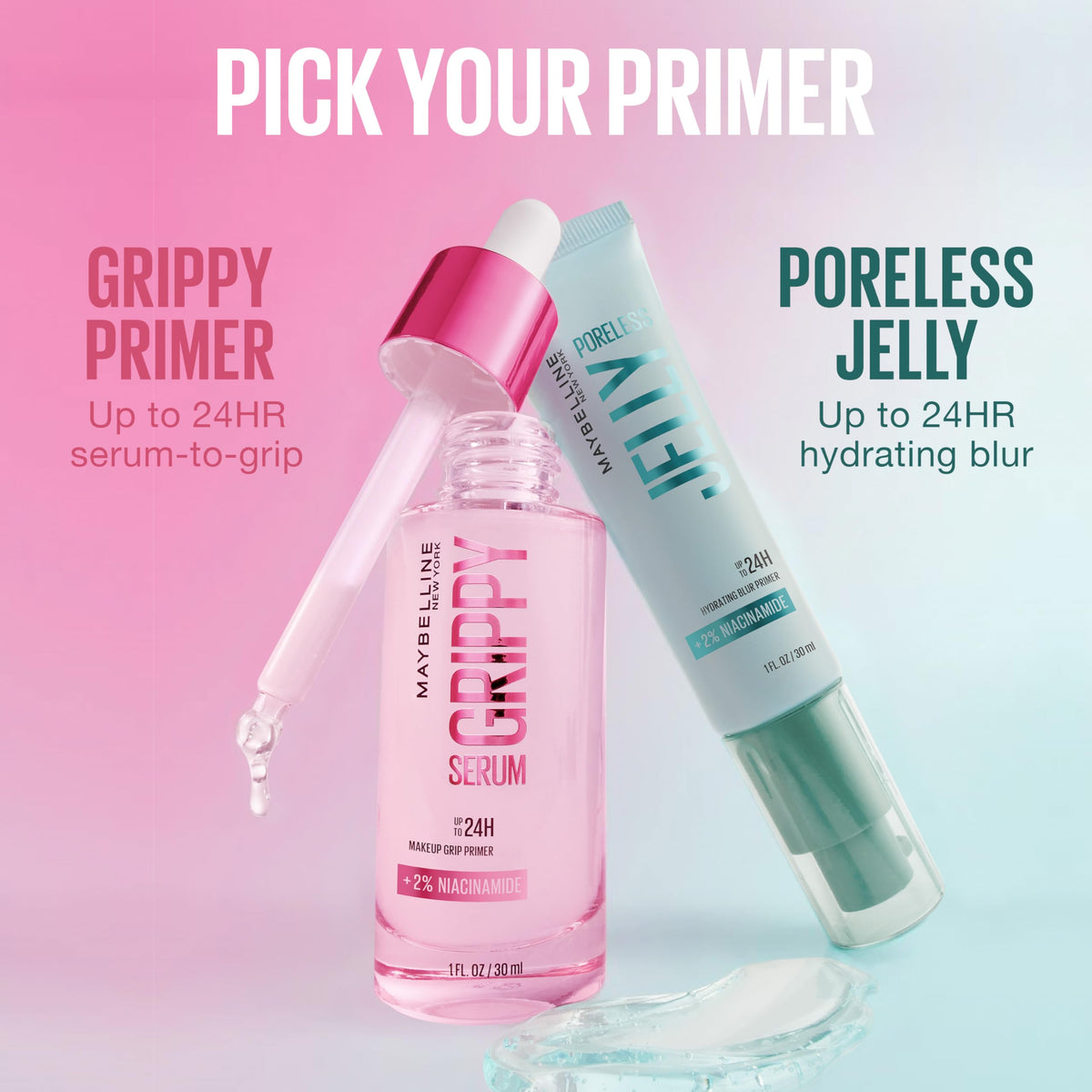 Maybelline primer on bathroom vanity in lifestyle shot for a fresh morning routine