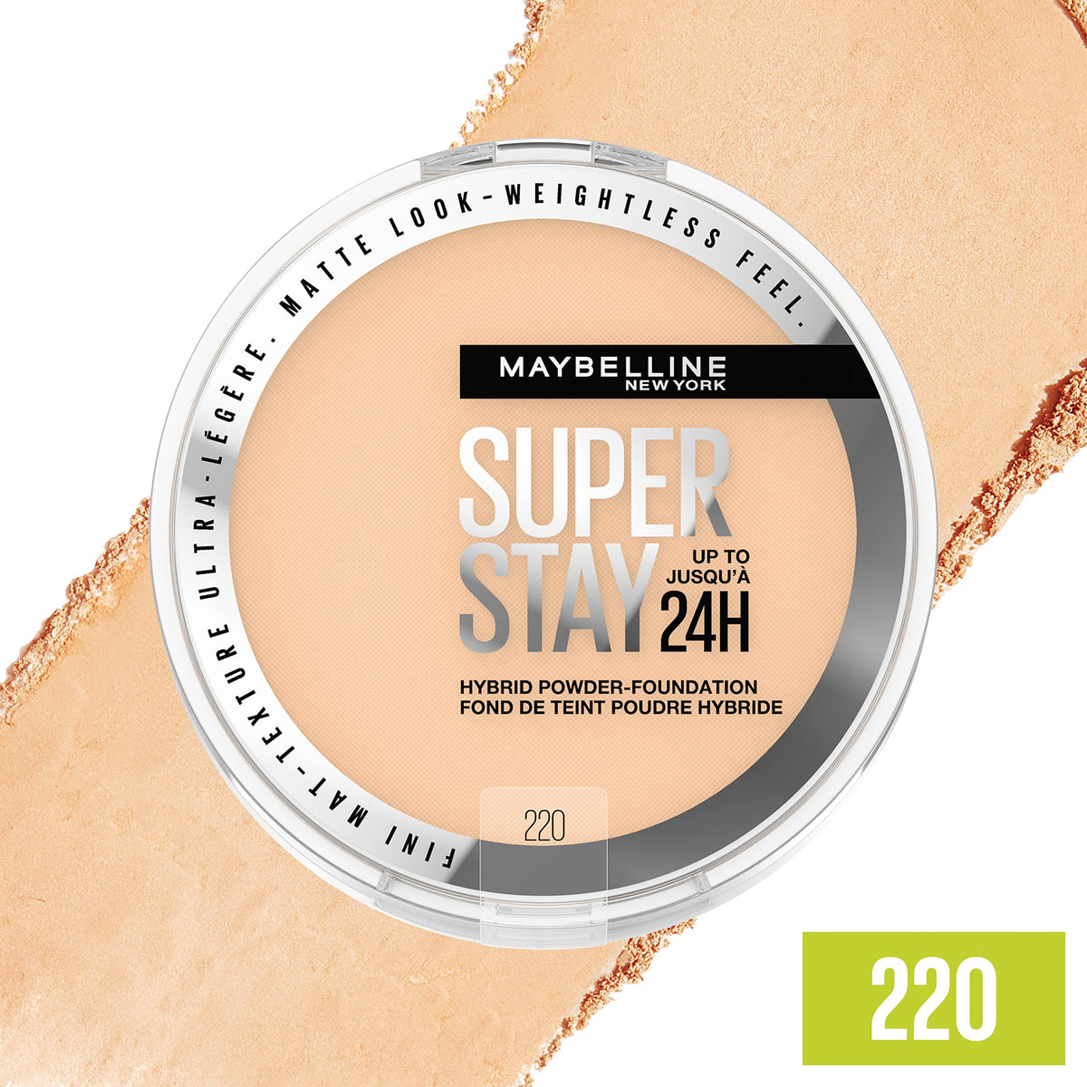 MAYBELLINE close-up of pressed powder surface showing smooth texture and matte finish benefits