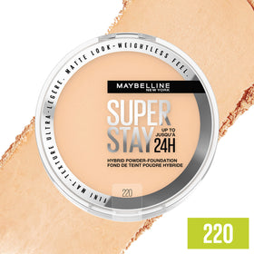 MAYBELLINE close-up of pressed powder surface showing smooth texture and matte finish benefits