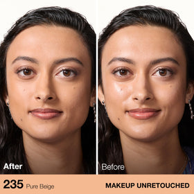 Maybelline powder swatch on brush demonstrating lightweight application benefit