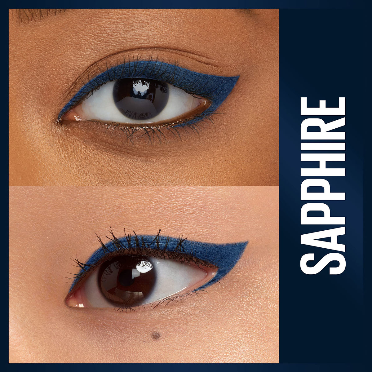 Maybelline sapphire tip close-up highlighting self-sharpening point for precise lines