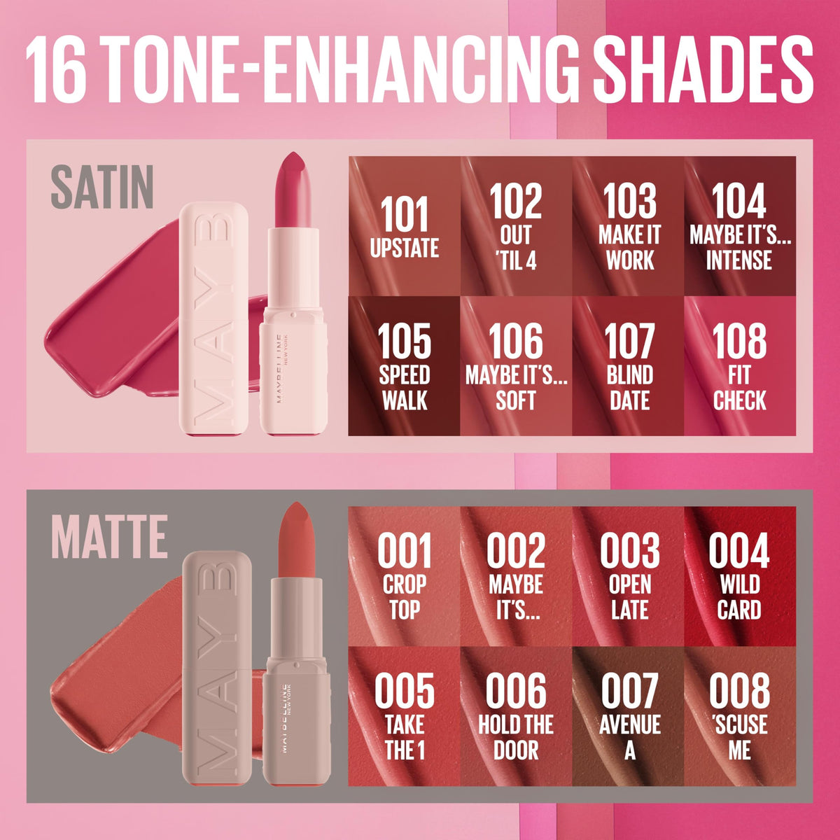 MAYBELLINE hand applying lipstick showing effortless one-swipe coverage benefit