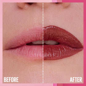 MAYBELLINE packaging label close-up highlighting ingredients and shade name