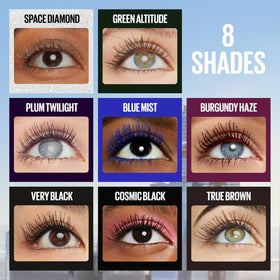 Maybelline mascara next to coin showing product scale and tube size